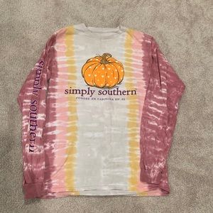 Simply Southern Tie Dyed Fall Pumpkin and Dog Long Sleeve Tshirt